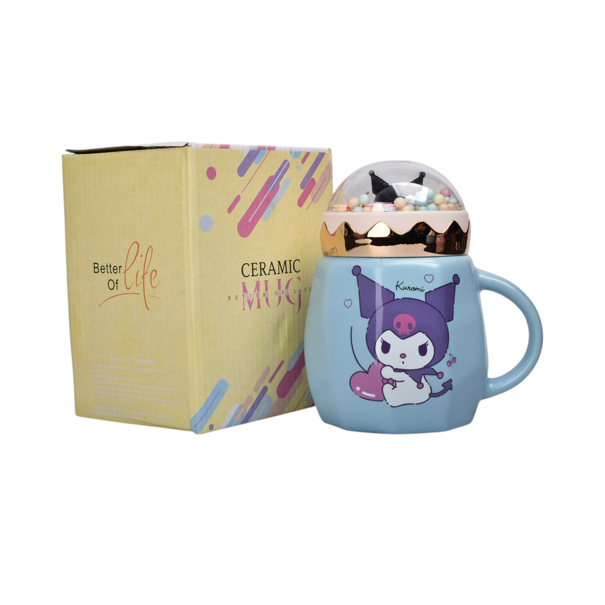 mug pocillo con tapa ceramica personaje 420ml dim:8x13