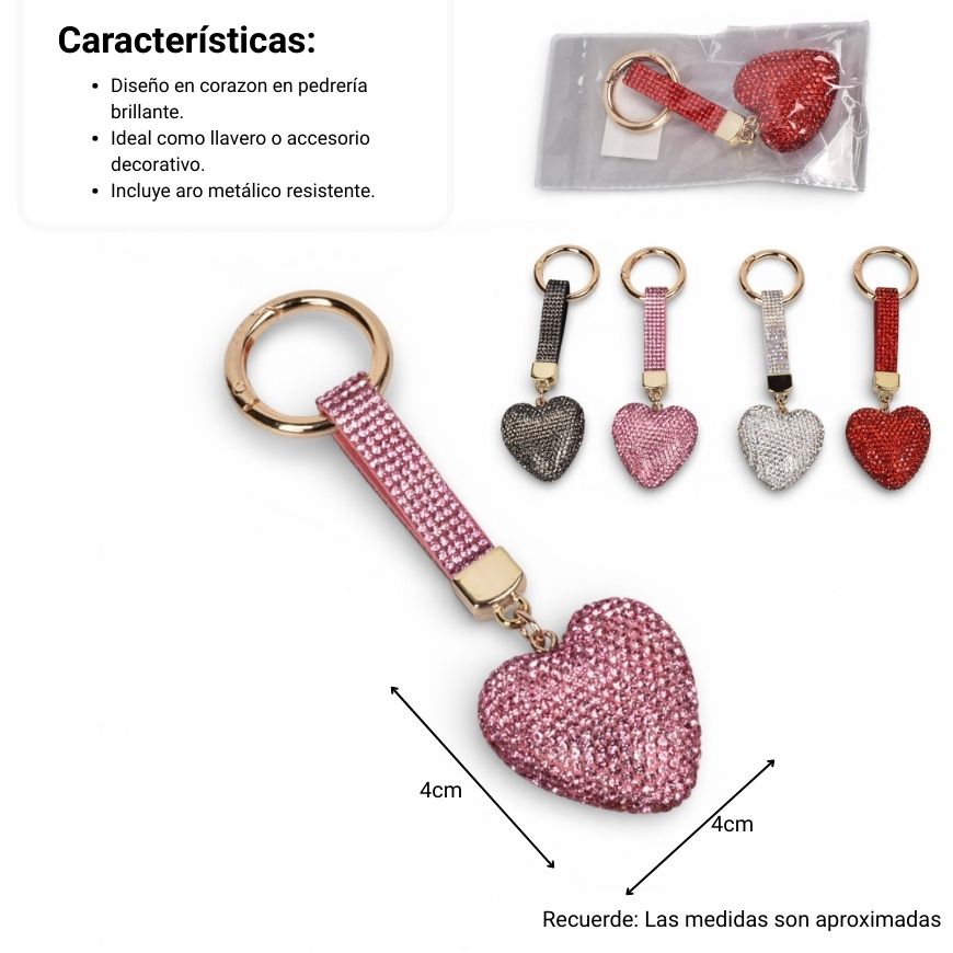 llavero resina y metal corazon dim:4x4x2