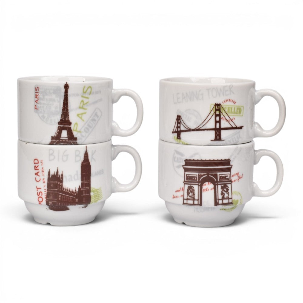 pocillo set 4pcs ceramica con base dim:7x17cm