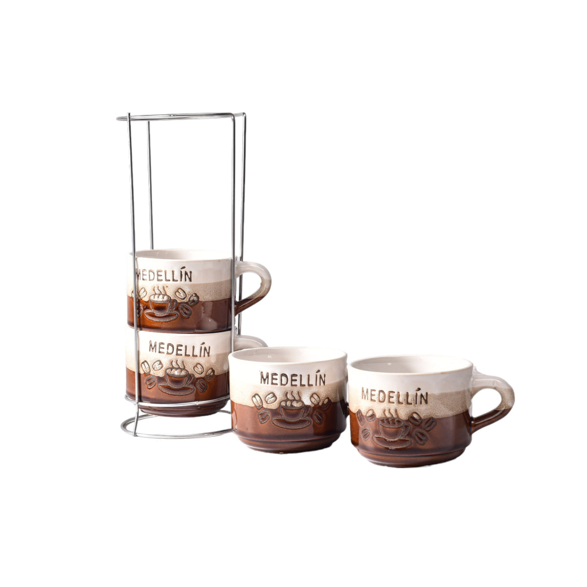 set 4pcs pocillos con base ceramica grande