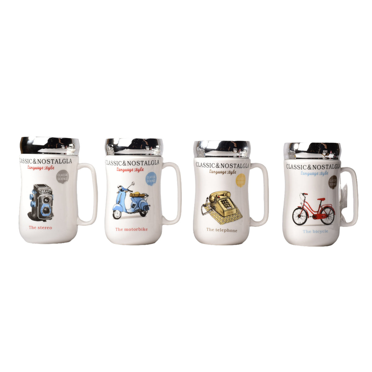 mug pocillo ceramica diferentes diseños con tapa de 400ml