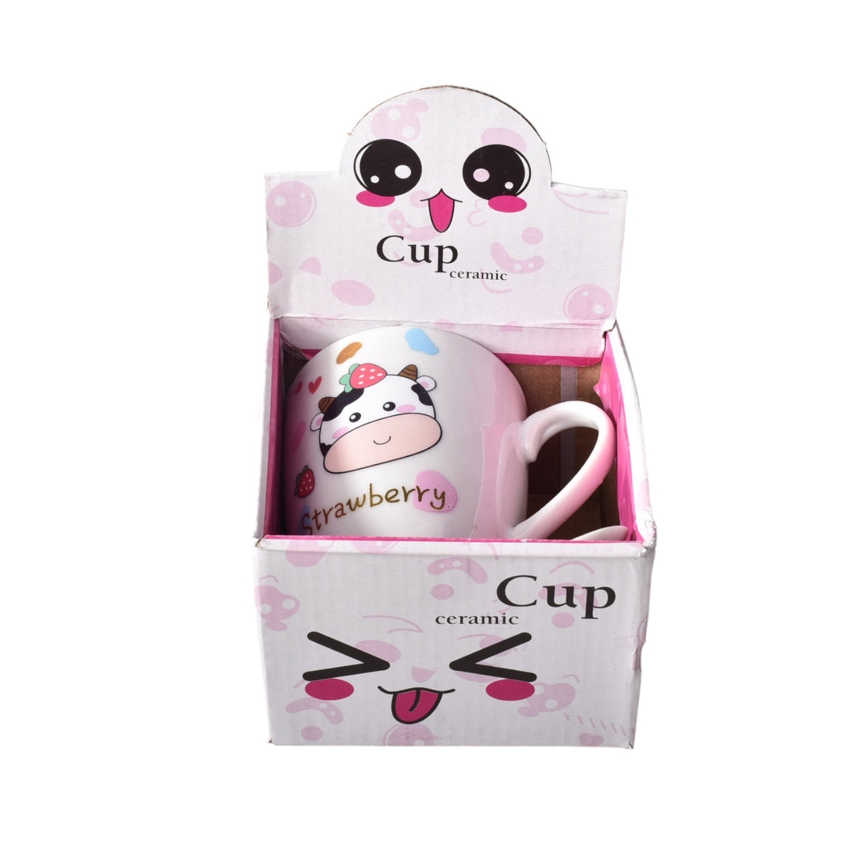 pocillo mug con cuchara en ceramica diseño de vaca