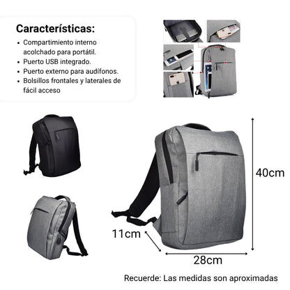 MALETA MORRAL POLIESTER NEGRO Y GRIS DIM:40X28X11