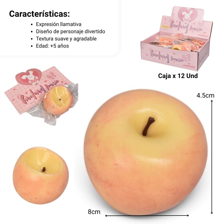 squishy anti estres forma manzana  dim: 9x7x2 cm