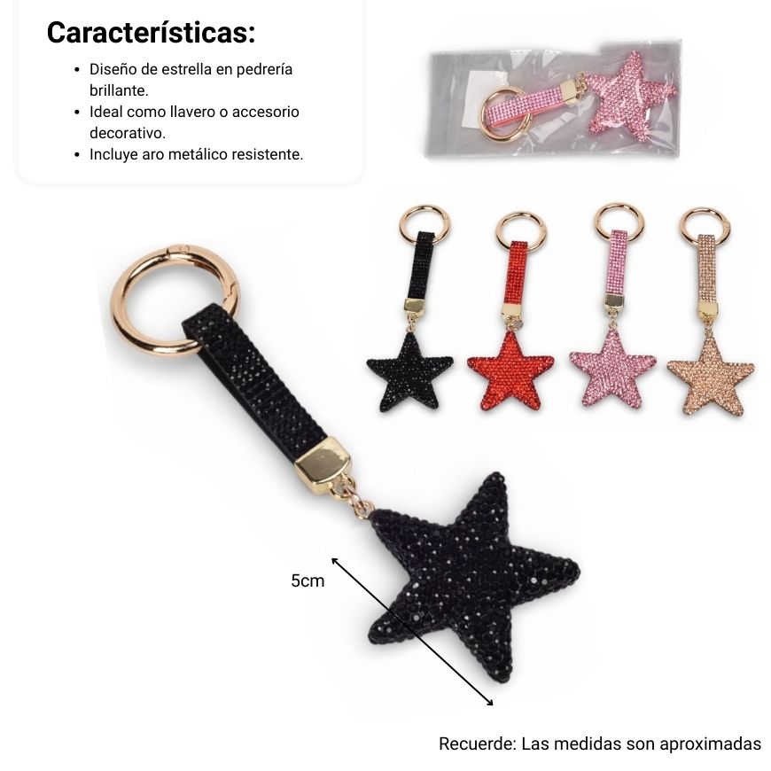 llavero resina y metal estrella dim:5x5x1