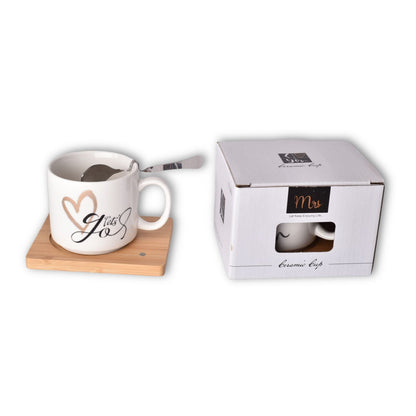 POCILLO CON CUCHARA MUG CERAMICA POCILLO DE CAFÉ VASO