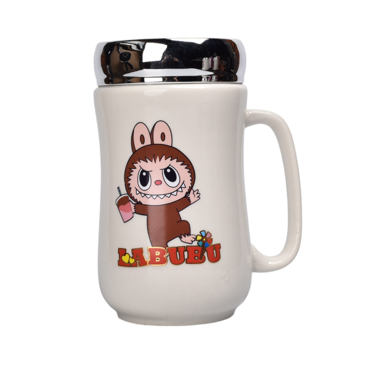 mug pocillo ceramica con tapa personaje 420ml dim:7x7x14