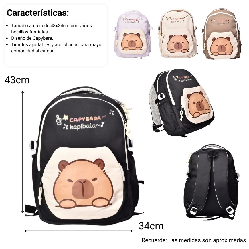 morral maleta poliester capybara dim:43x30x18