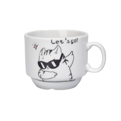 SET 4PCS POCILLOS CON BASE CERAMICA 60ML DISEÑO GATOS DIM:6X5X5