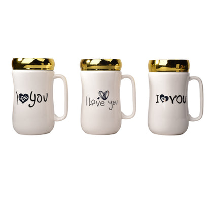 MUG POCILLO COLOR BLANCO EN CERAMICA GRANDE CON TAPA