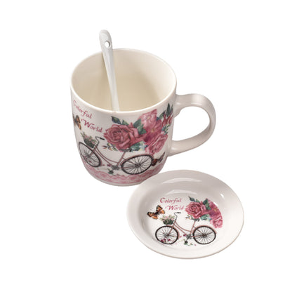 POCILLO CON PLATO Y CUCHARA EN CERAMICA