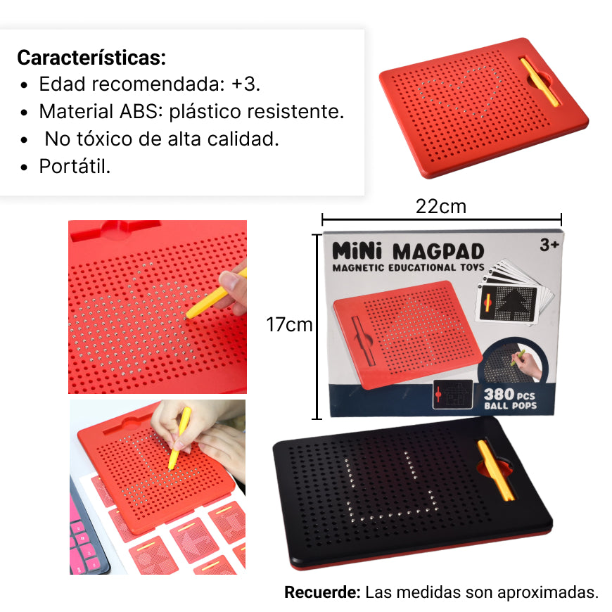 tablero magnetico con lapiz plastico + metal negro y rojo di