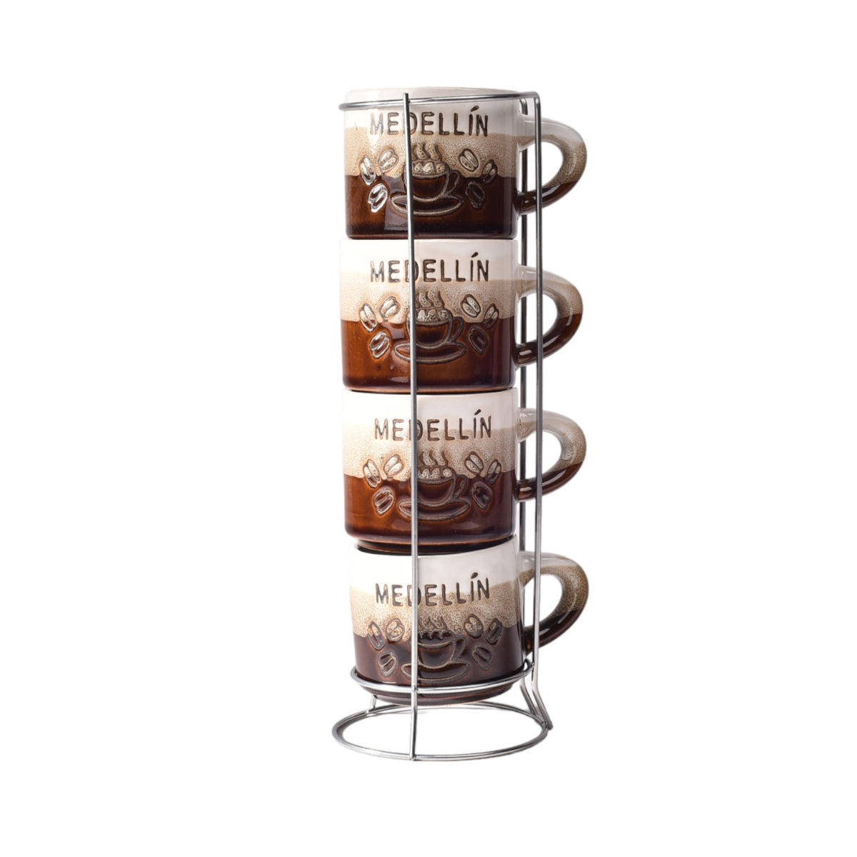 set 4pcs pocillos con base ceramica mediano