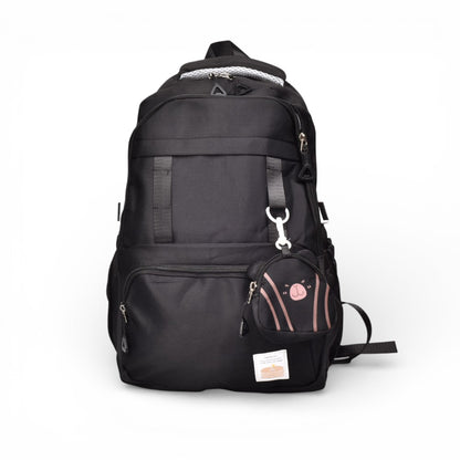 MALETA MORRAL NEGRO ROSADO Y LILA POLIESTER DIM:45X30X12