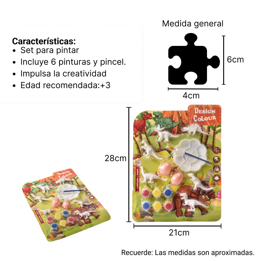 set kit de pintar dinosaurio dim:21x26x2