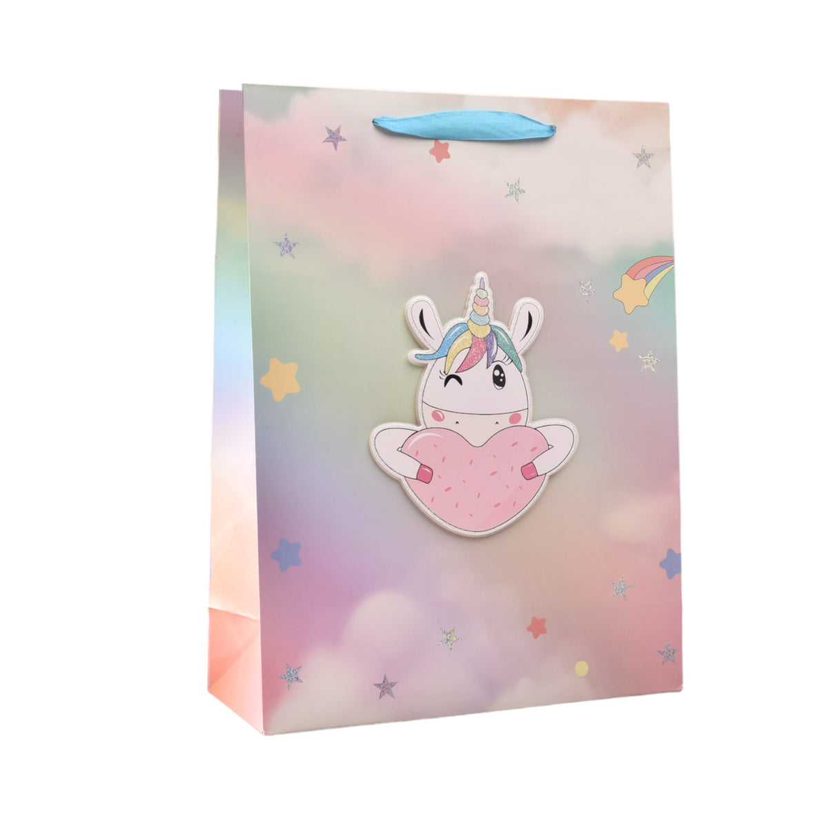 bolsa regalo en papel unicornios tamaño grande
