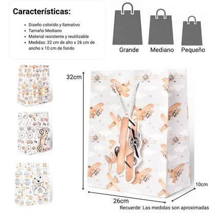 BOLSA REGALO VARIOS COLORES DE PAPEL DIM:26X32X10