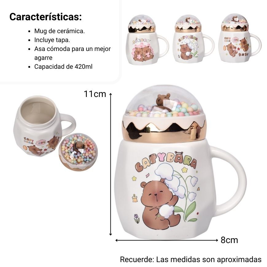 mug pocillo ceramica diseño capybara 420ml dim:8x8x11