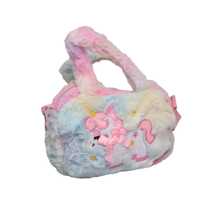 BOLSO CARTERA DE NIÑA EN PELUCHE UNICORNIO DIM:17x12x4