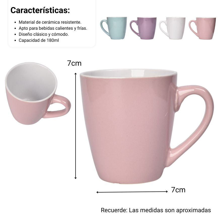 mug pocillo ceramica 180ml dim: 7x7x8