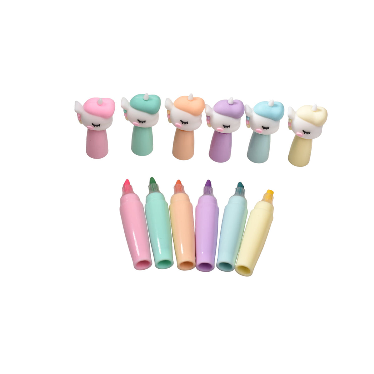 resaltador x 6 unidades forma unicornio