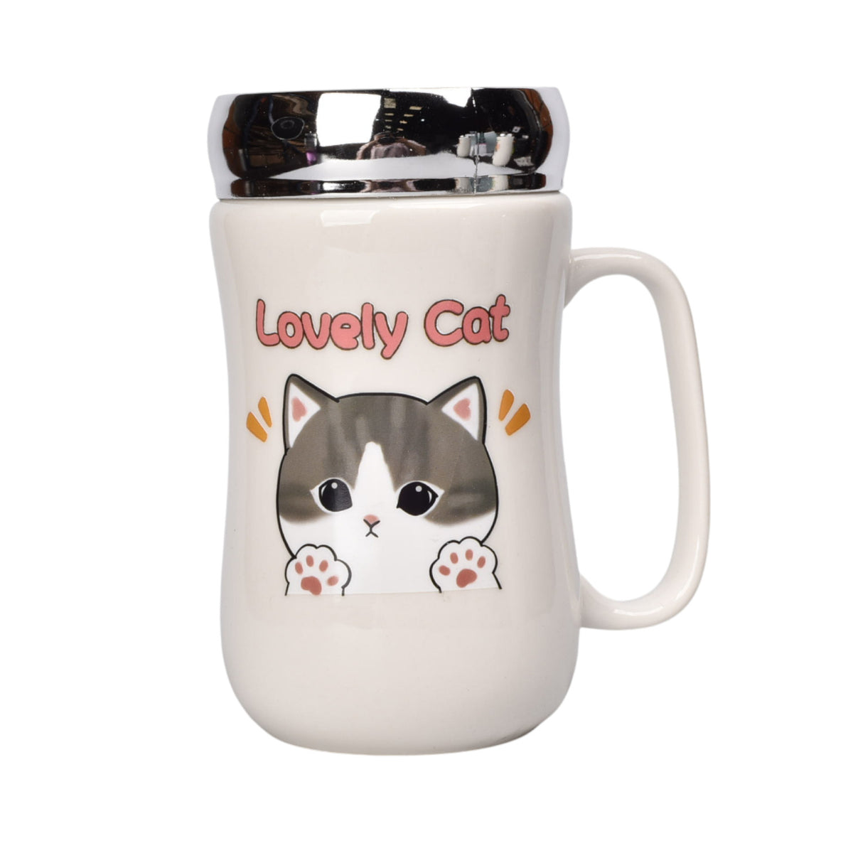 mug pocillo ceramica tapa espejo gatos 450ml