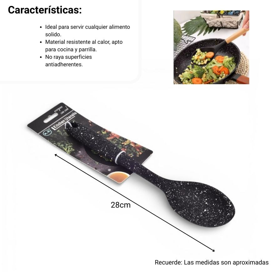 cuchara arrocera en silicona negro dim: 28x5x2