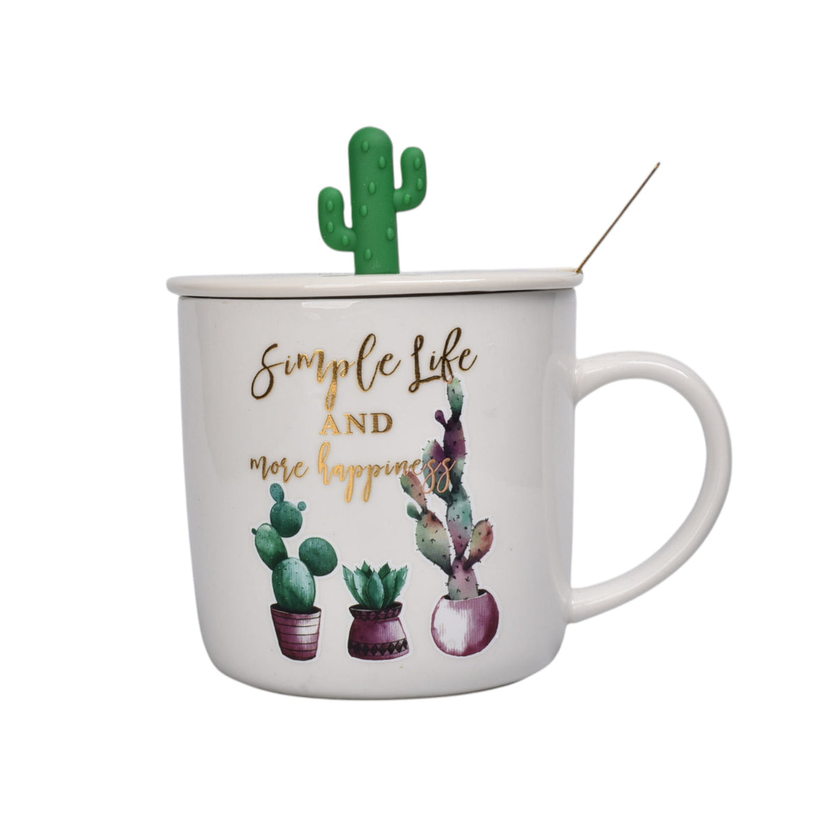 mug pocillo con tapa y  cuchara de ceramica diseño captus 380ml dim:9x9x8