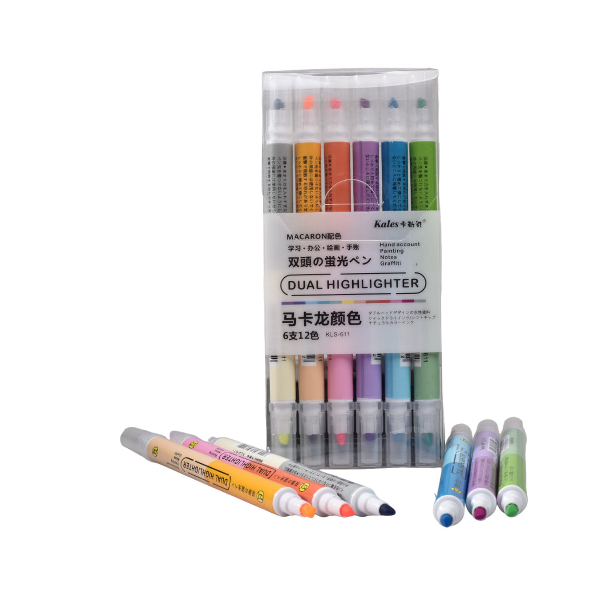resaltador x 6 pcs doble punta