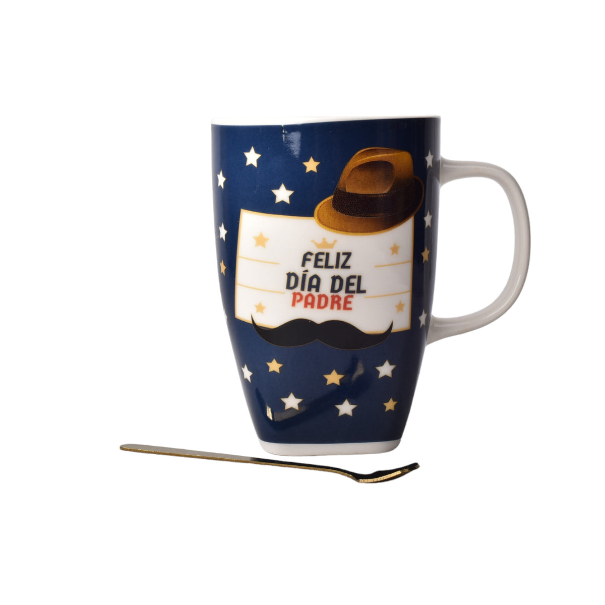 mug ceramica pocillo dia del padre con plato y cuchara