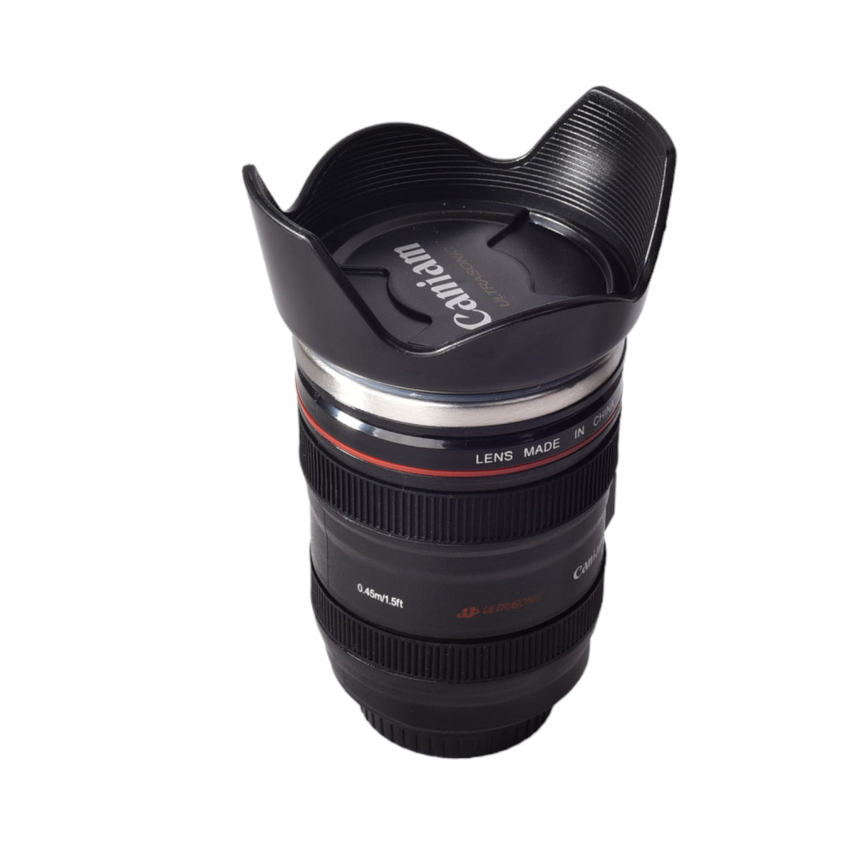 termo metalico 400ml negro forma lente camara mug vaso