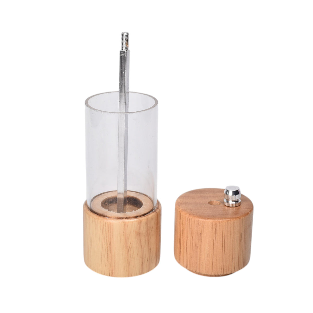 pimentero de madera y plastico molino pimienta sal dim:5x5x14