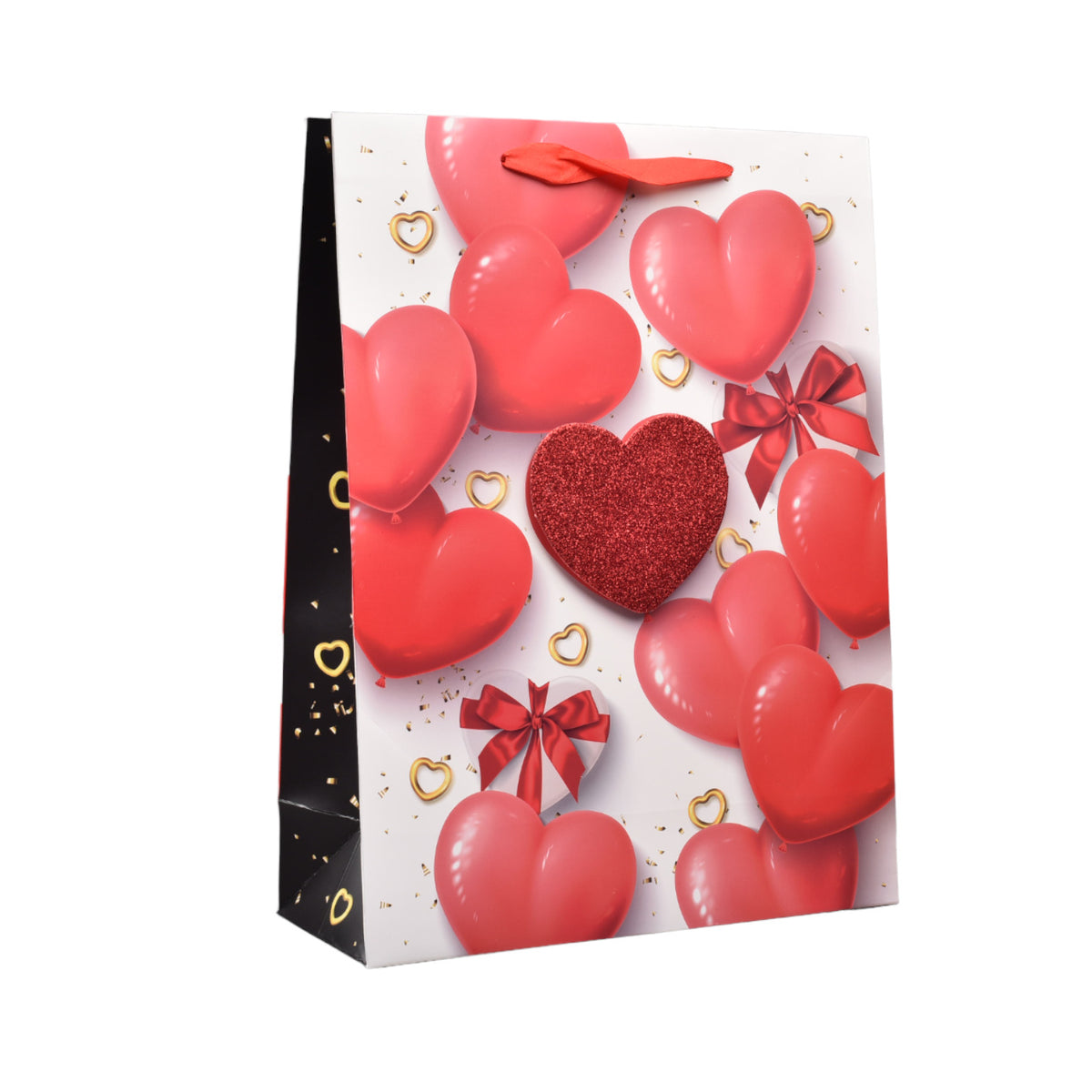 bolsa regalo en papel corazones grande