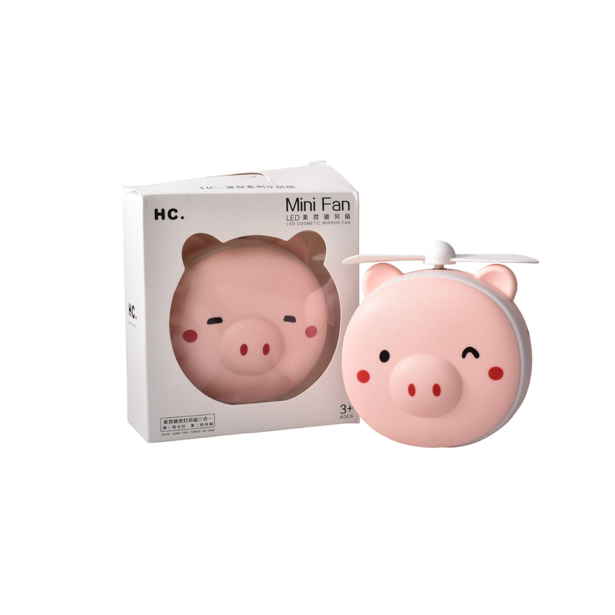 ventilador espejo cable usb recargable forma cerdito oso