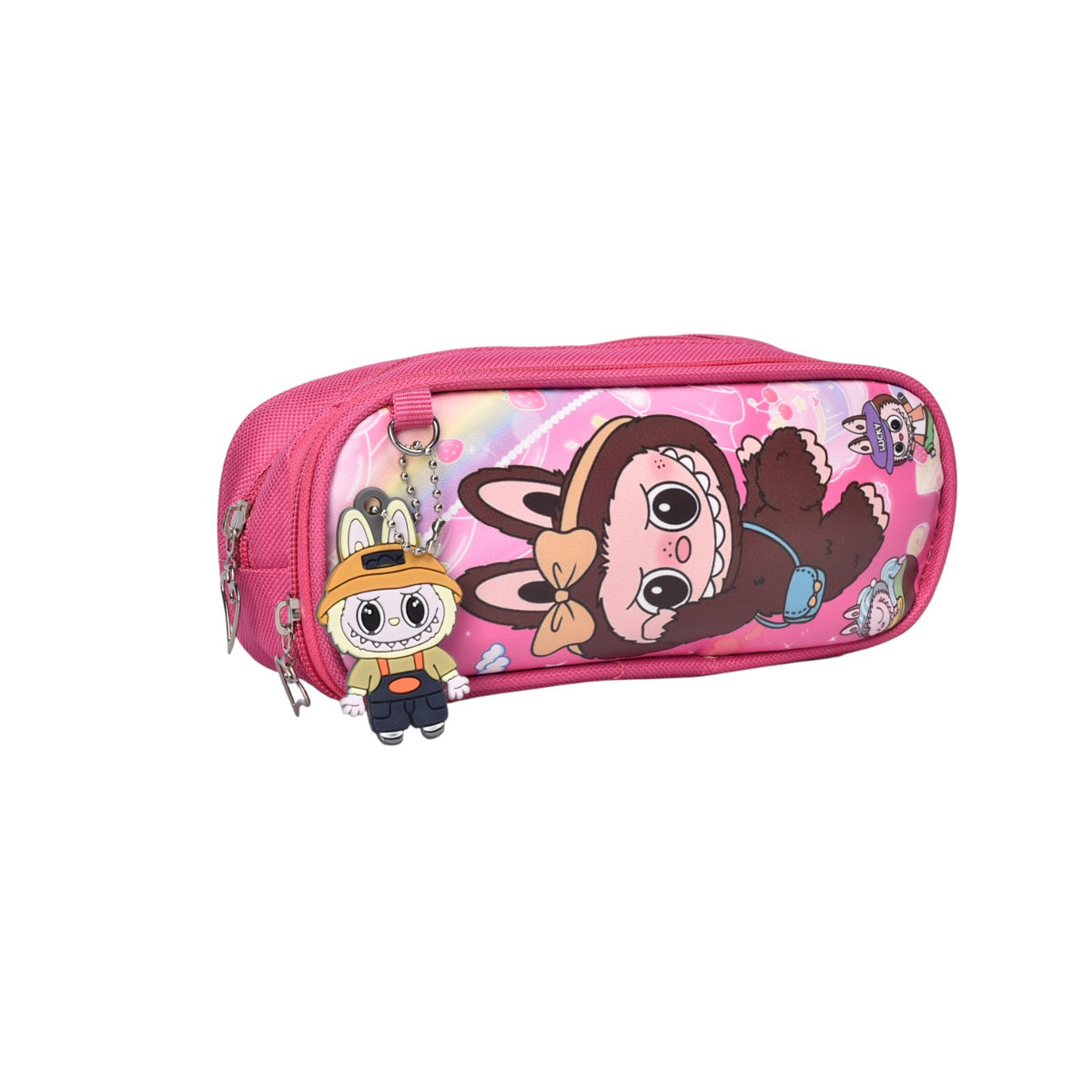 cartuchera labubu con llavero poliester dim:20x10x5