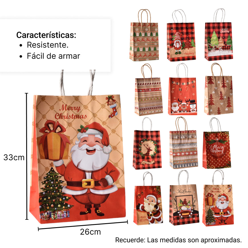 bolsa para regalo navidad grande 33x26cm