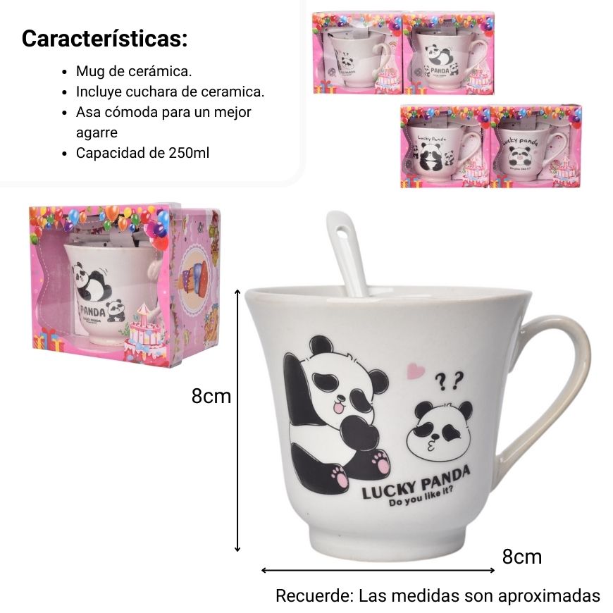 mug pocillo en ceramica con cuchara oso 250ml dim:8x9