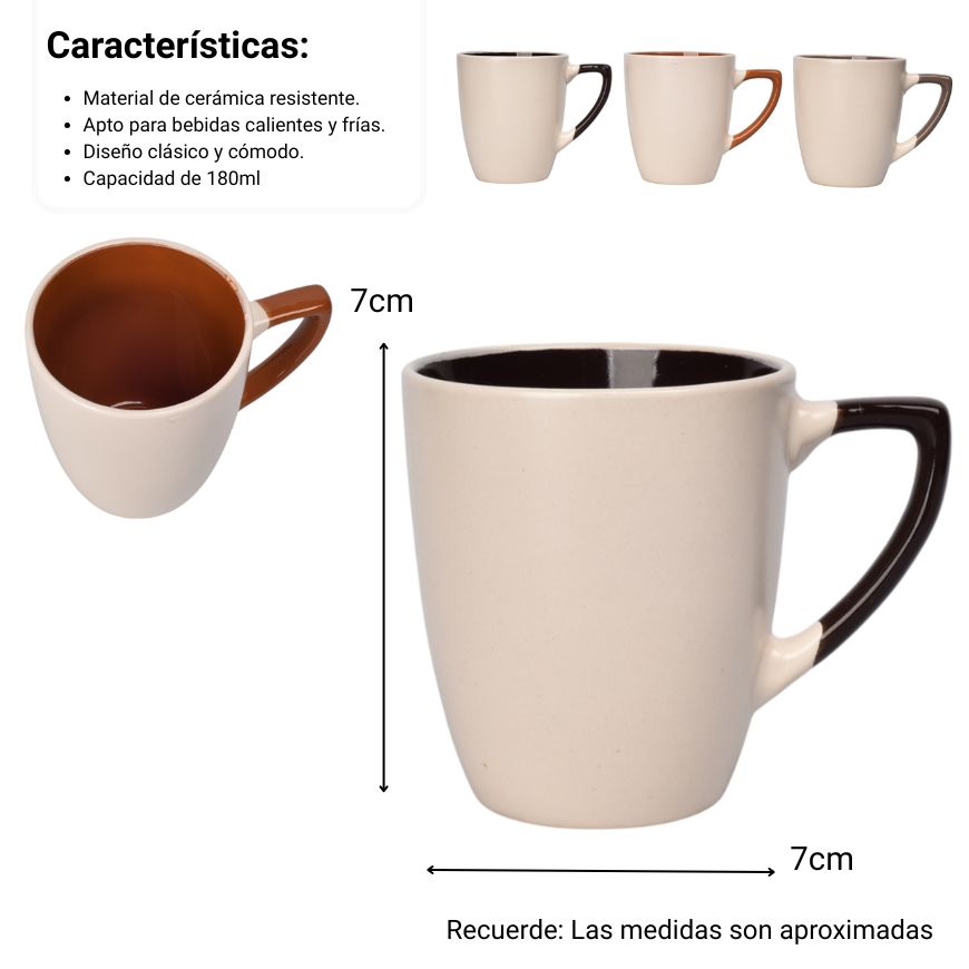 mug pocillo ceramica 180ml dim:7x7x8
