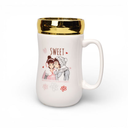 MUG POCILLO CERAMICA TAPA ESPEJO 420ML DIM:7X7X14
