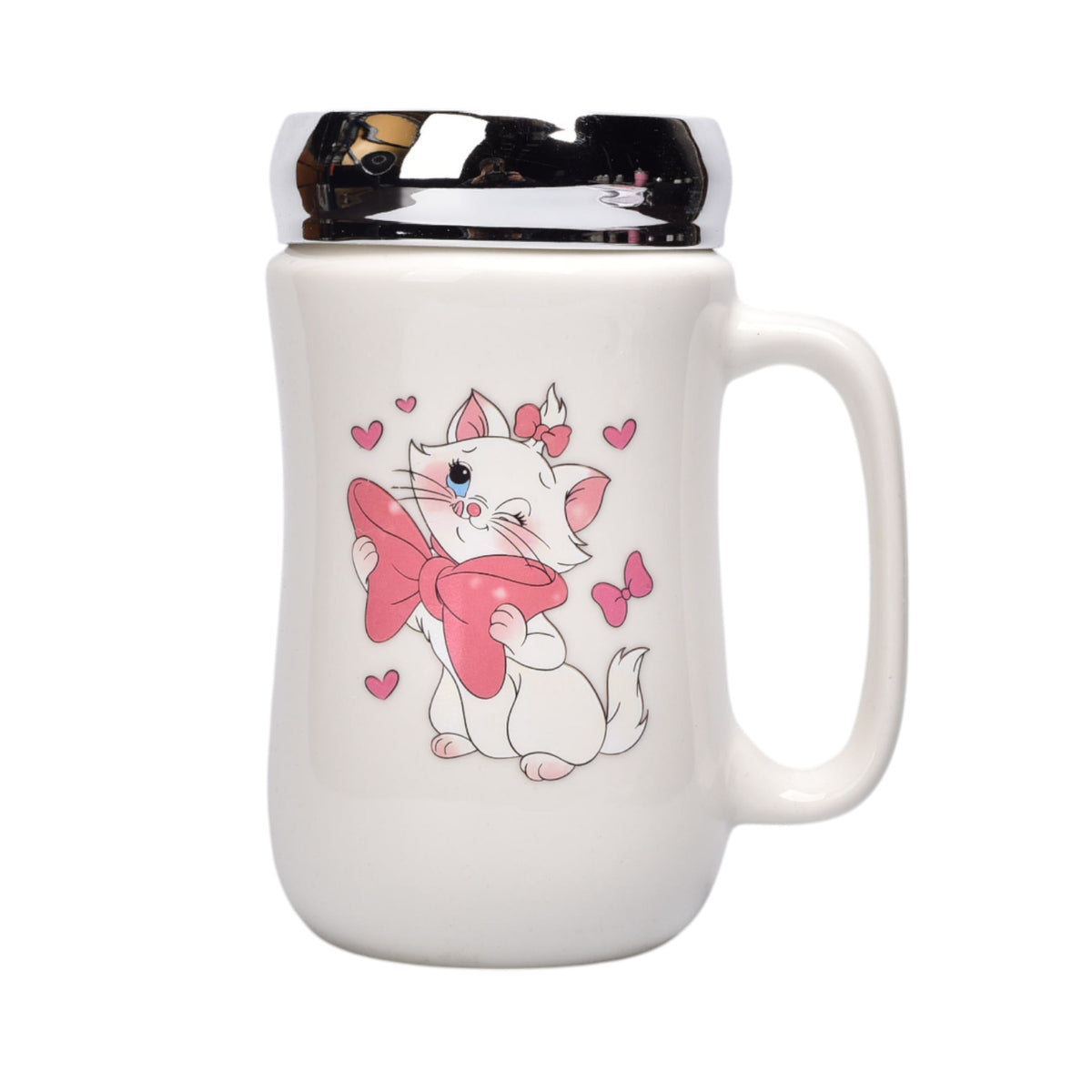 pocillo ceramica diseño gato con tapa 450ml dim:7x14