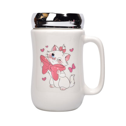 POCILLO CERAMICA DISEÑO GATO CON TAPA 450ML DIM:7X14