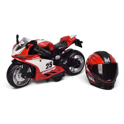 MOTO CON CASCO COLECCINABLE METALICADIM: 22.5*11*11.5CM