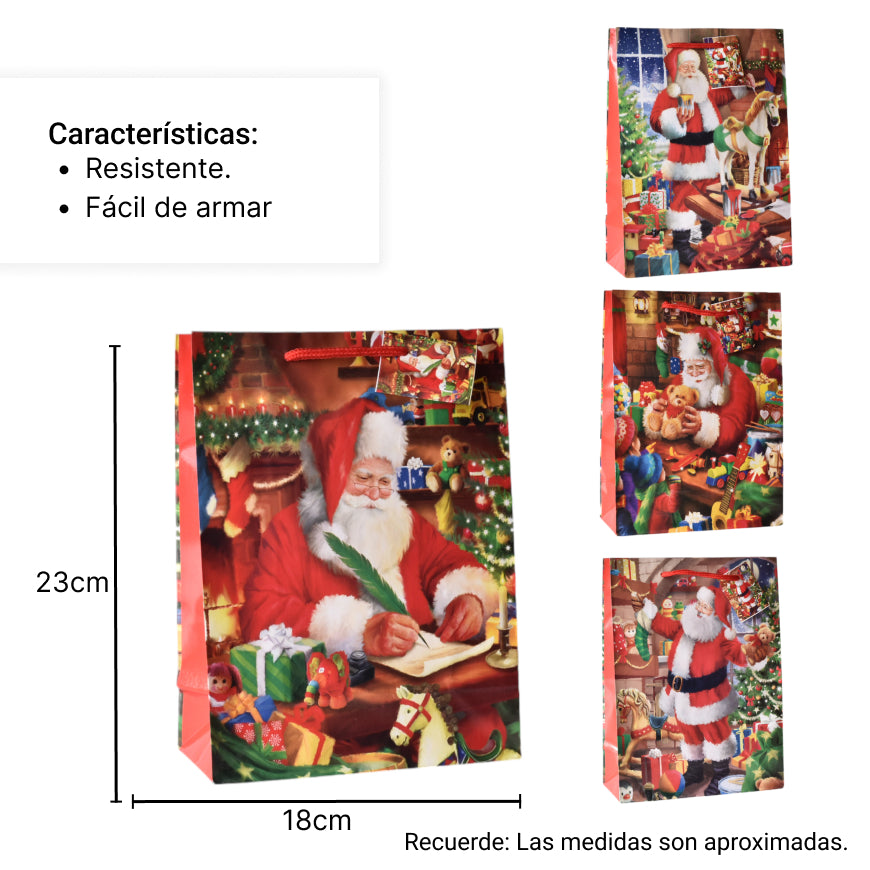 bolsa regalo en papel navidad pequeña 23x18cm
