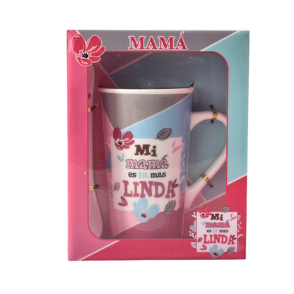 MUG POCILLO CON CUCHARA CERAMICA