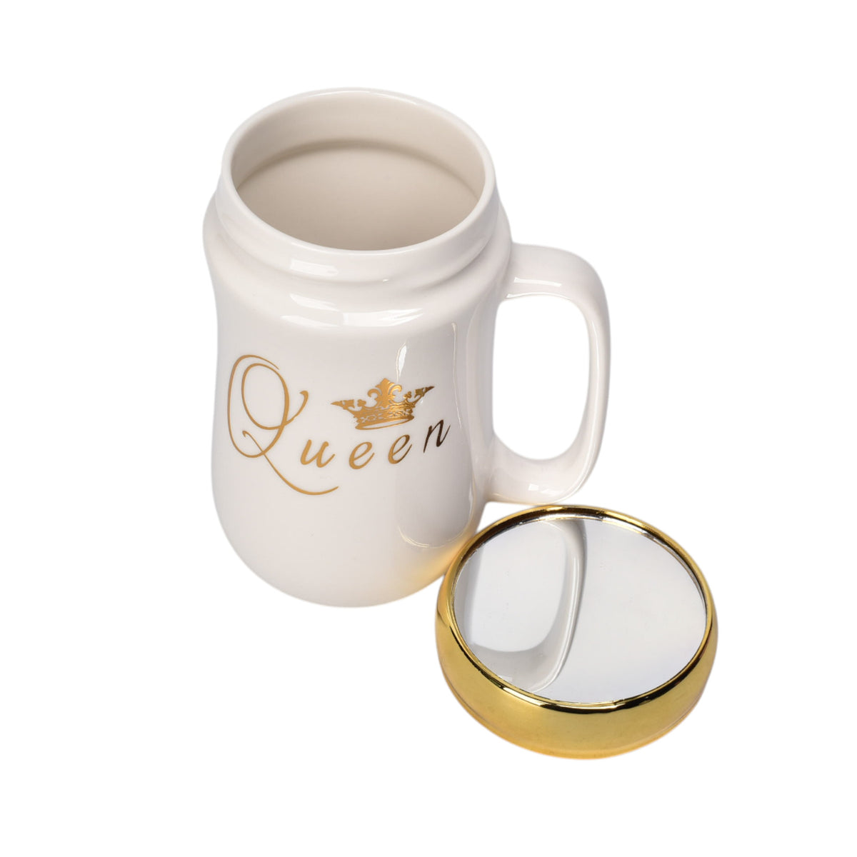 mug pocillo ceramica con tapa espejo 450ml dim:14x7
