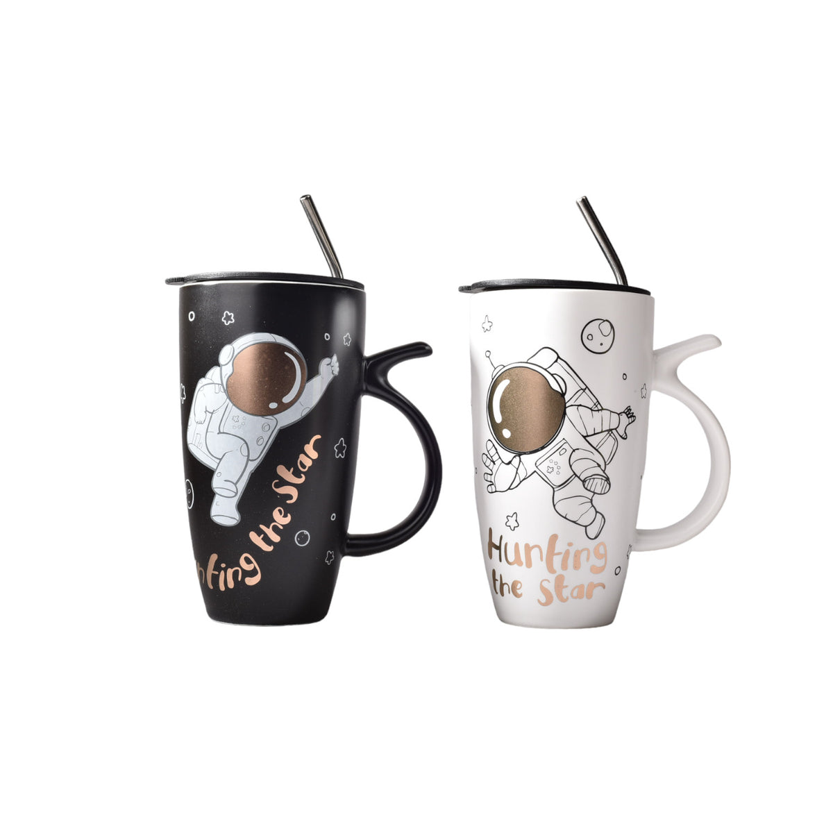 mug grande pocillo ceramica astronauta con pitillo