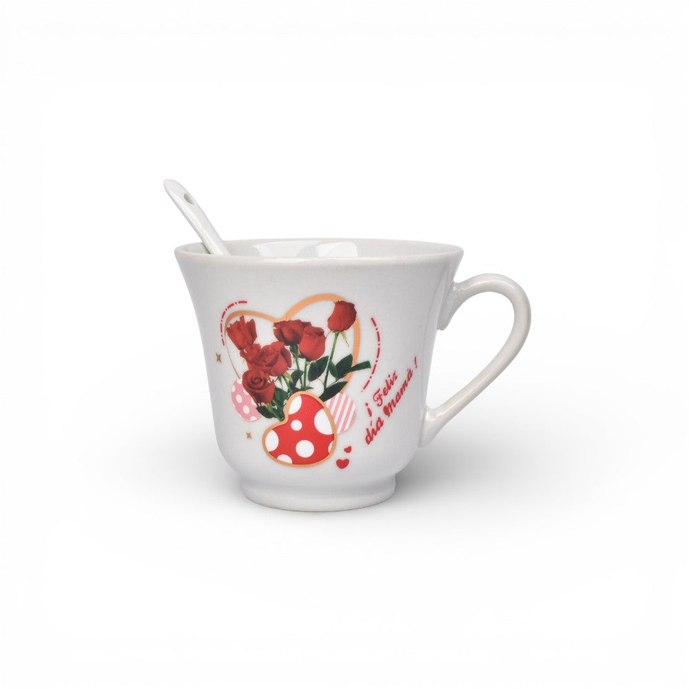 pocillo set ceramica  con cuchara 250ml dim:8x9x9