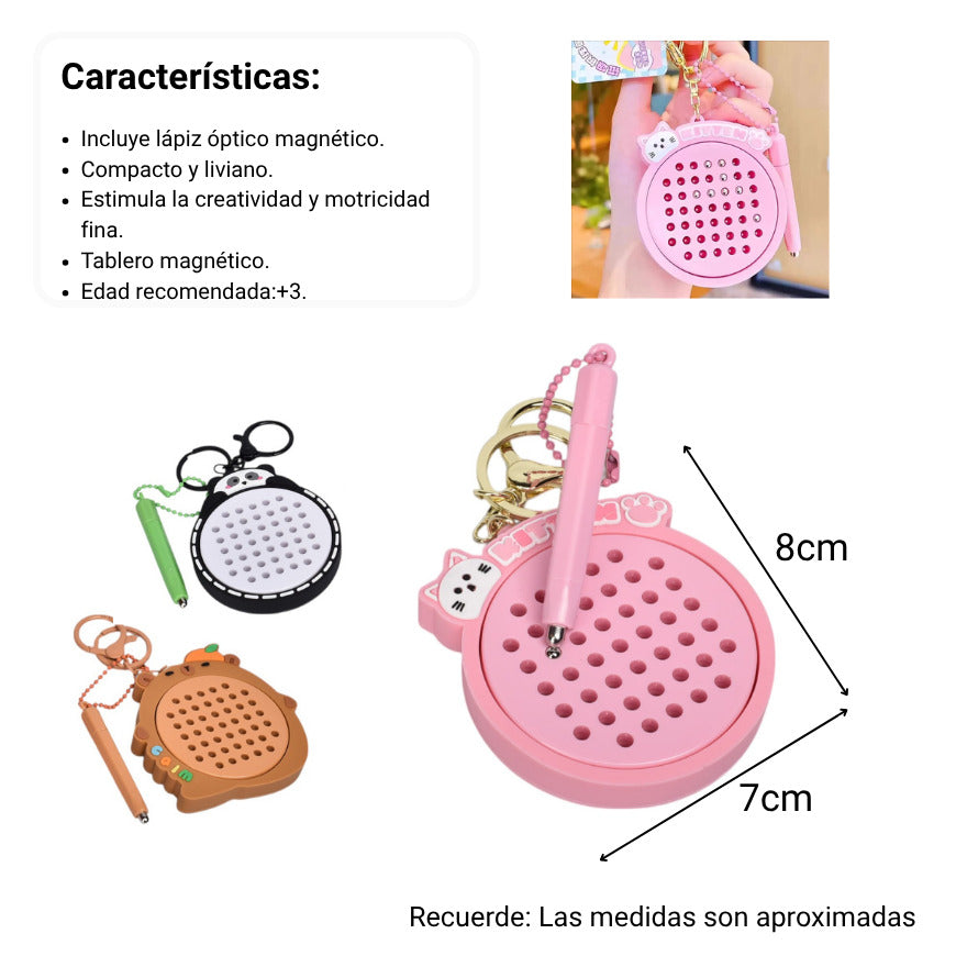 llavero plastico forma de juego rosado negro cafe dim:8x7x1