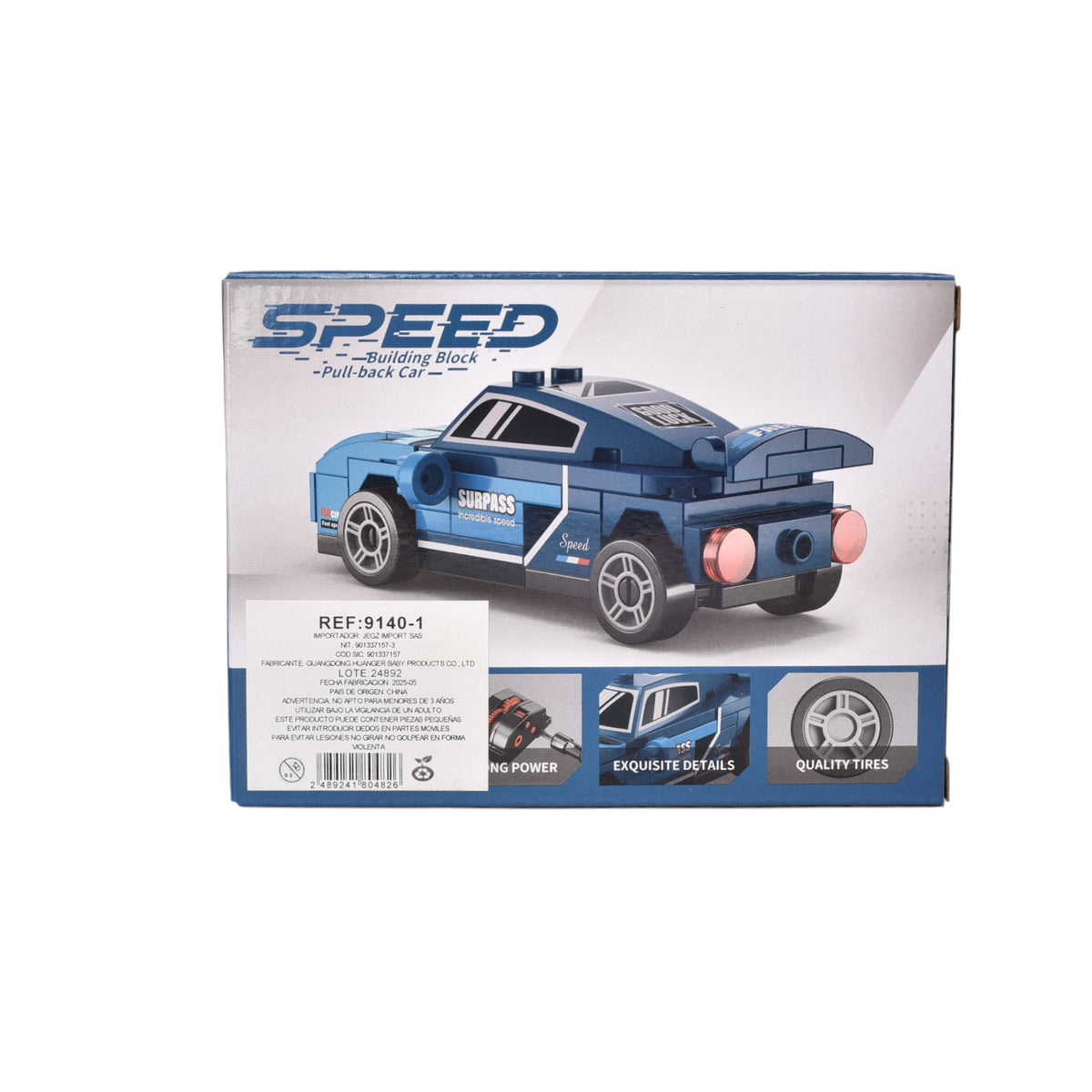 bloques fichas plastica armable carro azul dim:15x5x11