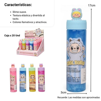 SLIME GEL MOLDEABLE  LABUBU CON ADORO EN TAPA DIM: 3X3X16